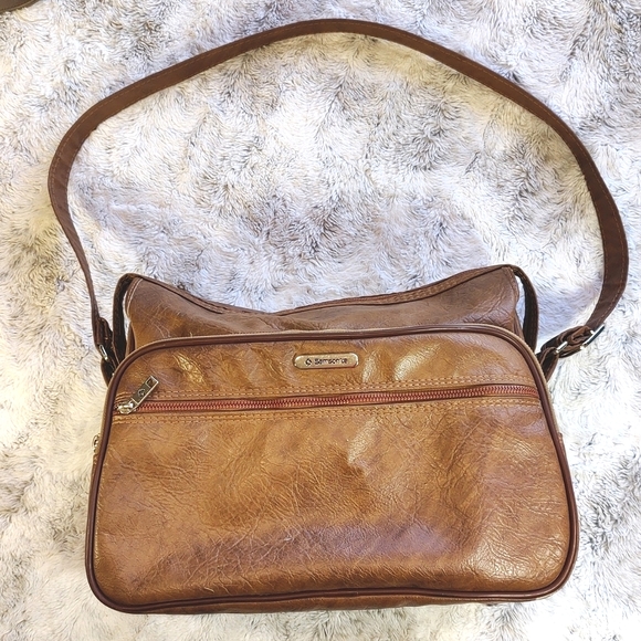 Vintage Samsonite Silhouette Brown Leather Travel Carry-on Shoulder Luggage Bag - Picture 1 of 17